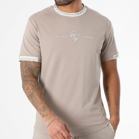 Project X Paris - Ensemble Tee Shirt Et Short Jogging 2210218 2240218 Taupe Blanc